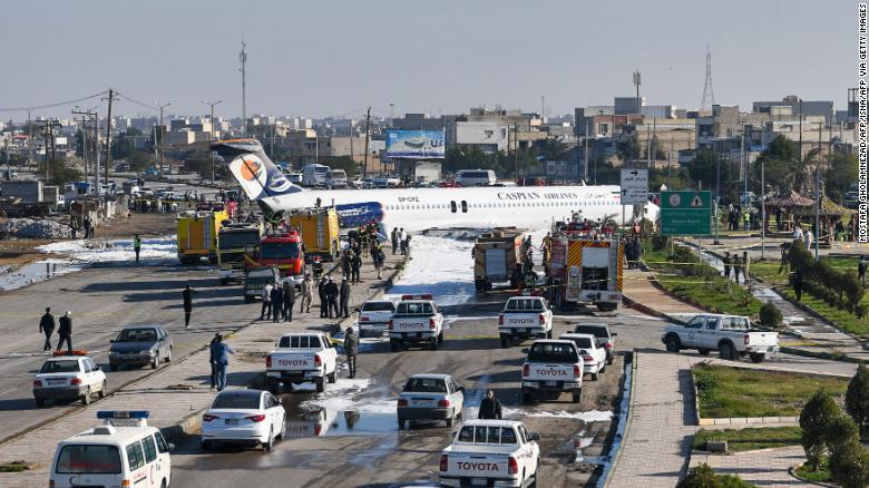 caspian-airlines-md-83-skids-off-runway-in-iran